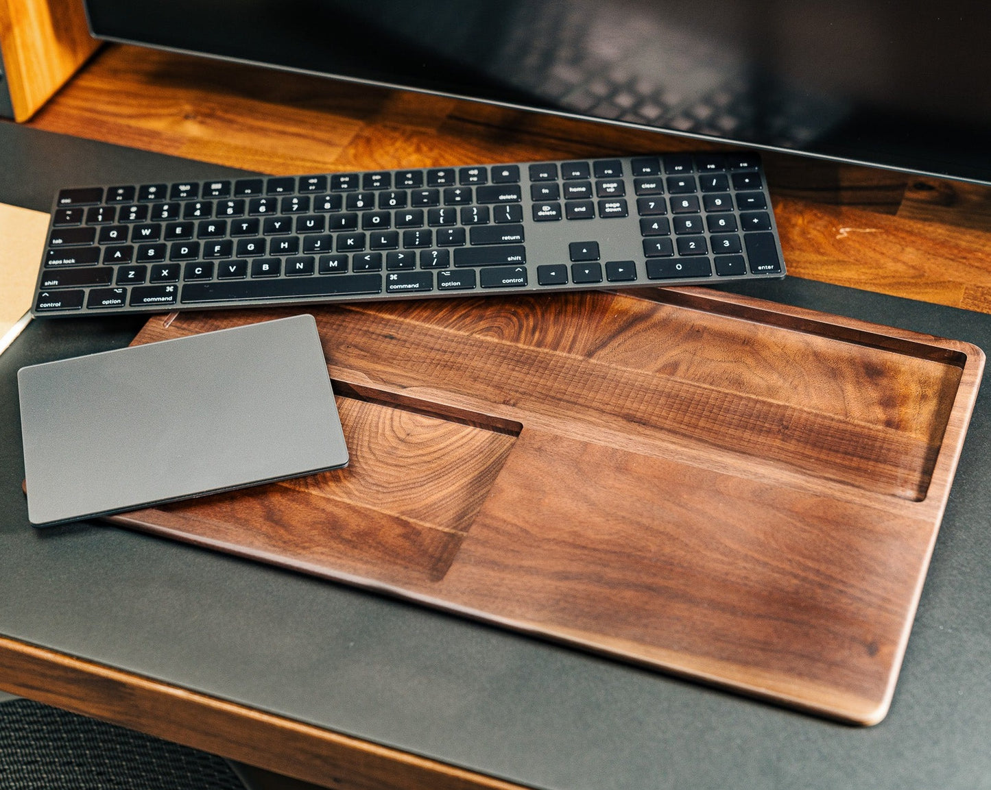 The Pro Magic Walnut Keyboard and Trackpad Tray