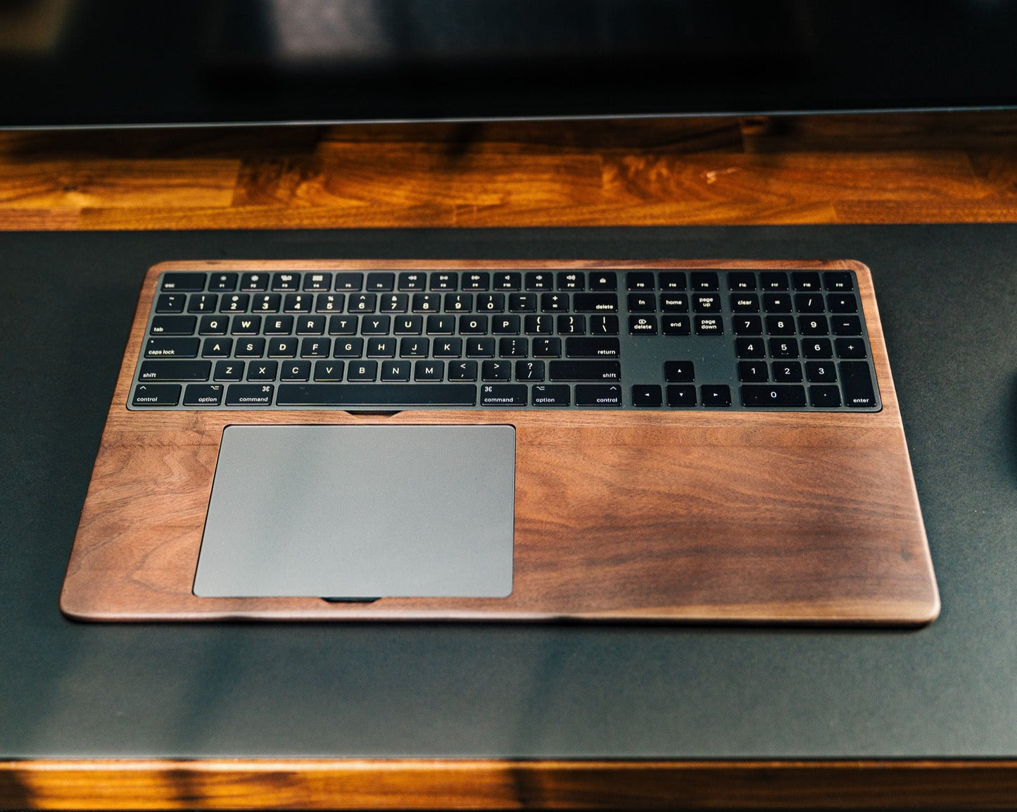 The Pro Magic Walnut Keyboard and Trackpad Tray