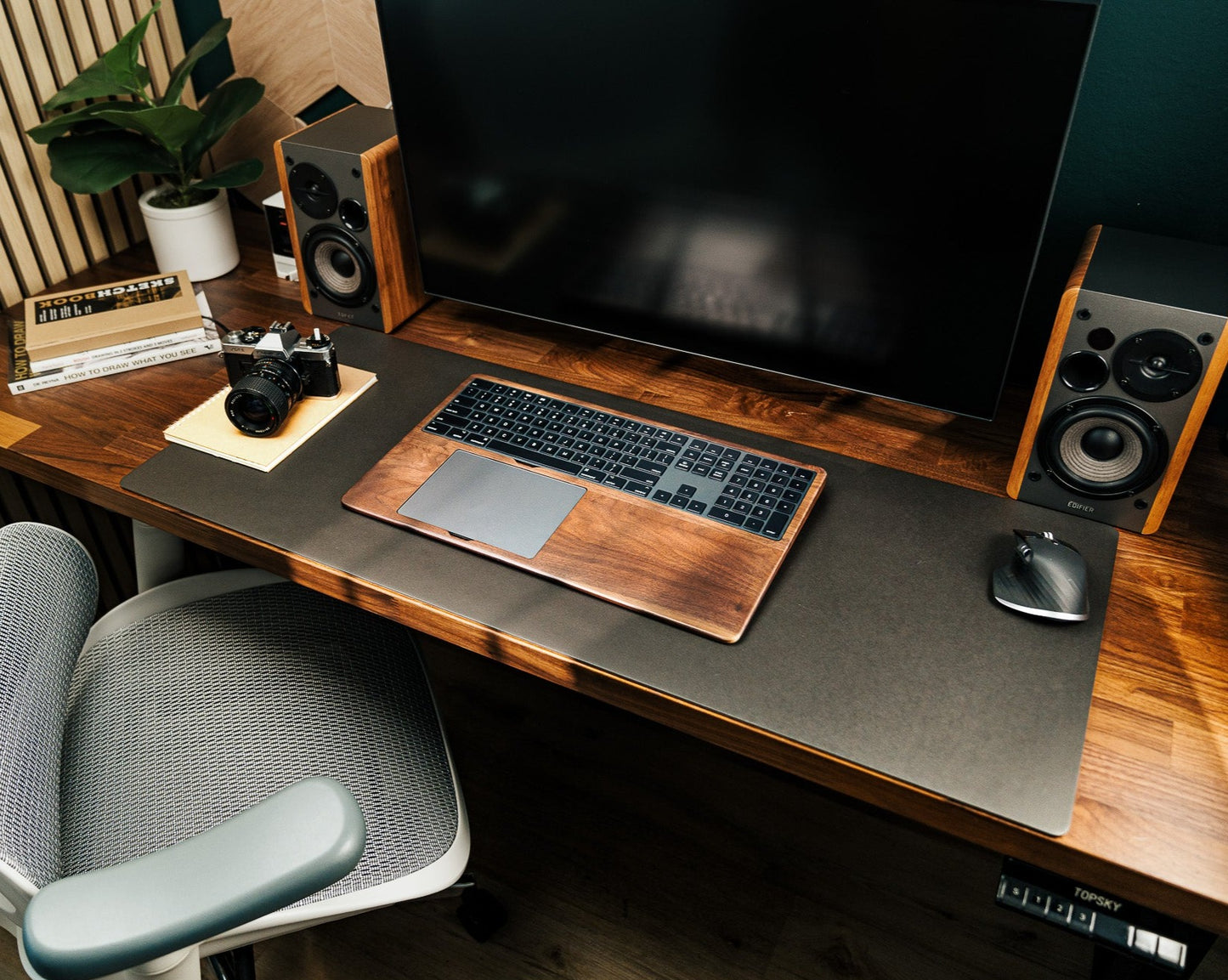 The Pro Magic Walnut Keyboard and Trackpad Tray