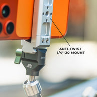 Diagram highlighting the anti-twist 1/4-20 mount on the phone clamp