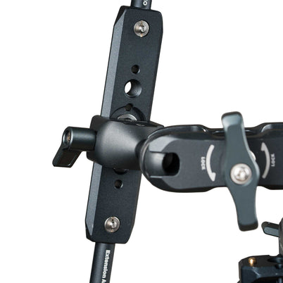 Long-reach 13 inch dual arm extension with center rail and dual ball ends