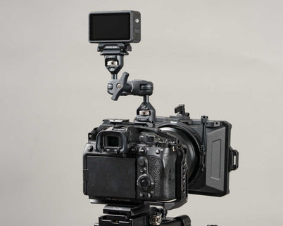 1/4-20 articulating arm mounted on camera supporting accessory