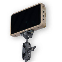 Atomos field monitor on an articulating arm using the NATO rail monitor mount