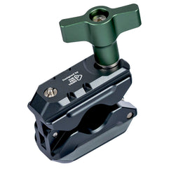 Close-up of the QuickLock headrest clamp showing the NATO rail and locking handle
