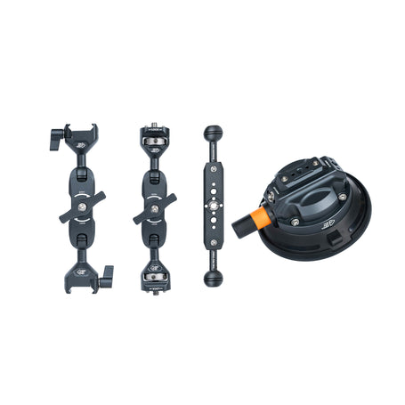 The Pro Combo kit: two articulating arms, extension arm and suction cup mount