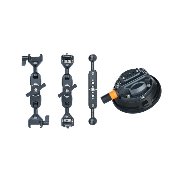 The Pro Combo kit: two articulating arms, extension arm and suction cup mount
