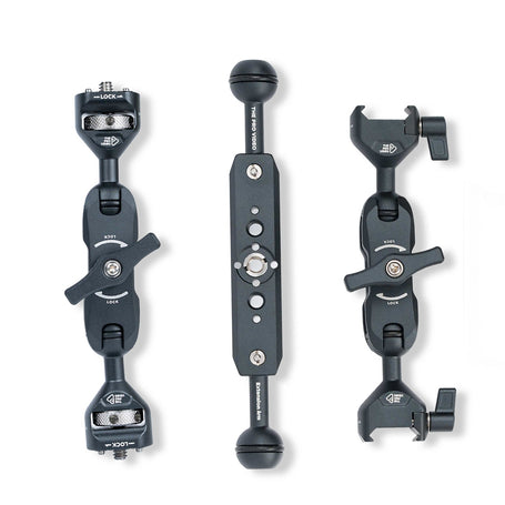 Two arms. One extension. One complete rig.
The Pro Video Dual Arm Bundle — 1/4"-20 + NATO Clamp + 6.5" Extension Arm.
Built for car content creators. $64.